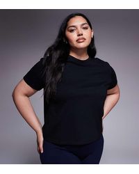 4505 - Camiseta Negra De Corte Cuadrado De Tejido De Secado Rápido De Algodón Icon De Curve - Lyst