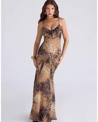 House Of Cb - Sacha Leopard Print Georgette Panelled Maxi Dress - Lyst
