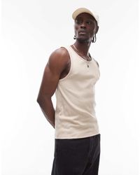 TOPMAN - Canotta Color Pietra A Coste - Lyst