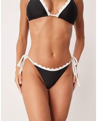 Peek & Beau - Tieside Bikini Bottom With Contrast Scallop Edge - Lyst