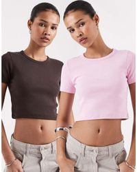 JJXX - Florie Ribbed Cropped Baby T-shirt Two Pack - Lyst