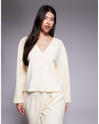 ASOS - Interlock V-neck Long Sleeve Cropped Cardigan - Lyst