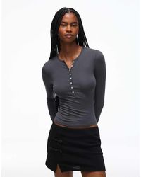 Bershka - Henley Long-sleeve T-shirt - Lyst