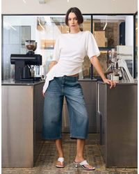 Bershka - Slouchy Denim Jort Bermuda Shorts - Lyst