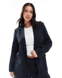 Pieces Plus - Americana De Sastre Negra Con Raya Diplomática De Pieces Curve (Parte De Un Conjunto)-Negro - Lyst