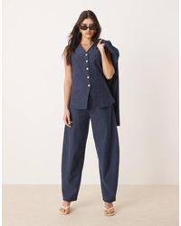 ASOS - Pantalones De Pernera Barrel De Tejido Efecto Denim De (Parte De Un Conjunto) - Lyst