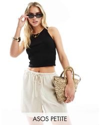 ASOS - Asos Design Petite Pull On Linen Mix Shorts - Lyst