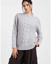 Wednesday's Girl - Wednesdays Girl High Neck Cable Knit Jumper - Lyst