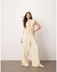 ARRANGE - Cotton Embroidered Cutwork Straight Leg Trouser - Lyst