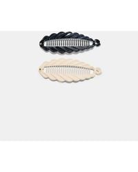 Stradivarius - Set Of 2 Wavy Banana Hair Clips - Lyst