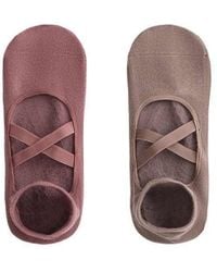 Oysho - 2 Pairs Of Cotton Blend Yoga And Pilates Socks With Crossover Straps - Lyst
