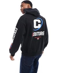 The Couture Club - Felpa con cappuccio antracite con grafica motocross - Lyst