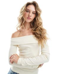 Brave Soul - Fine Knit Off Shoulder Long Sleeve Top - Lyst