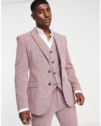 ASOS - Wedding - giacca da abito super skinny bordeaux con tratteggio incrociato - Lyst