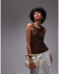 Mango - Zachte Top Met Gouden Ring Op De Schouder - Lyst