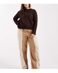 ASOS - Asos Design Curve Relaxed Straight Leg Laundered Colour Block Pull On Trousers - Lyst
