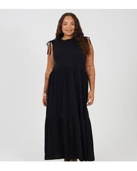 Brave Soul - Curve Cotton Ruched Shoulder Tiered Maxi Dress - Lyst