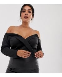 Boohoo Wrap Front Structured Body In Black