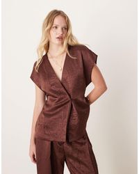 Mango - Top d'ensemble sans manches à taille nouée - marron - Lyst