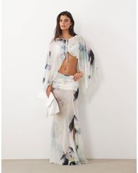ASOS - Printed Mesh Co-ord Maxi Skirt With Slit - Lyst