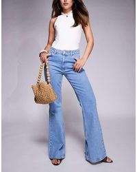 ASOS - Vaqueros De Campana De Talle Bajo Con De -Azul - Lyst