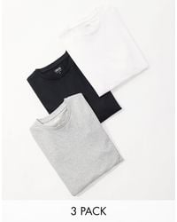 ASOS - 3 Pack Muscle Fit Crew Neck Long Sleeve T-shirts - Lyst