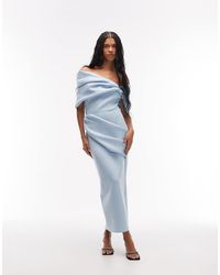 ASOS - exaggerated Bardot Midi Dress - Lyst