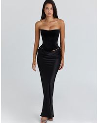 House Of Cb - Beau Satin Draped Maxi Skirt - Lyst
