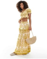 Wednesday's Girl - Printed Tiered Maxi Skirt Co-ord - Lyst