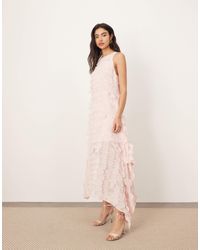 ARRANGE - Laser Cut Drop Waist Maxi Dress With Square Cut Skirt - Lyst