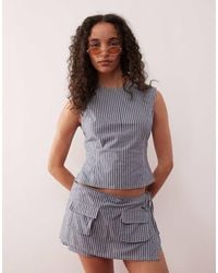 Lioness - Countryside Bow Tie Back Tailored Crop Top Co-Ord - Lyst