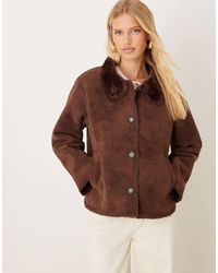 ASOS - Funnel Neck Faux Suede Bonded Jacket - Lyst