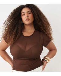 ASOS - Asos Design Curve Sheer Mesh Baby Tee - Lyst