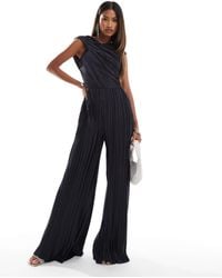 ASOS - Plisse Twist Fallen Shoulder Jumpsuit - Lyst