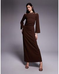 ASOS - Supersoft Lace Insert Long Sleeve Maxi Dress - Lyst