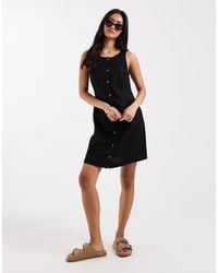 New Look - Linen Blend Button Through Mini Dress - Lyst