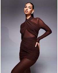 Bardot - Veria Wrap Mesh Maxi Dress - Lyst