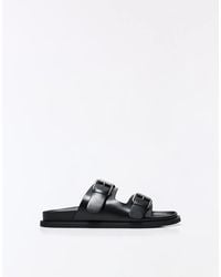 Bershka - Buckled Flat Slider Sandals - Lyst