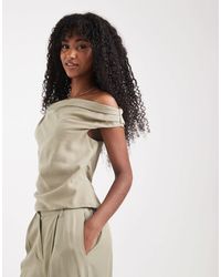 ASOS - Lyocell Drape Off Shoulder Top - Lyst