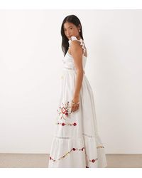 Miss Selfridge - Lace Insert Embroidered Maxi Dress - Lyst