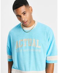 ASOS - Asos Actual Co-ord Oversized T-shirt With Cut And Sew Detailing And Logo Print - Lyst
