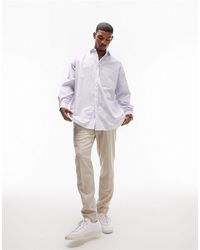 TOPMAN - Camicia elegante super oversize a maniche lunghe a righe - Lyst