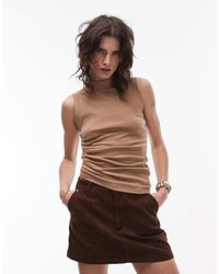 TOPSHOP - Top Senza Maniche Budino Raccolto Sul Lato - Lyst