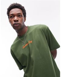 TOPMAN - T-shirt premium oversize con ricamo "another day" - Lyst