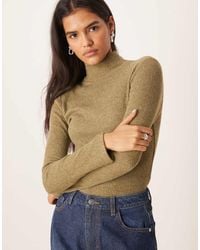 ASOS - Supersoft Brushed Rib Long Sleeve Roll Neck Top - Lyst