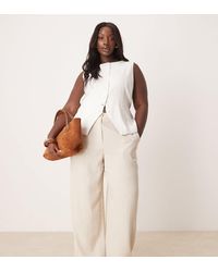 ASOS - Pantalones Color Piedra De Pernera Recta Holgada De Mezcla De Lino De Curve-Neutro - Lyst