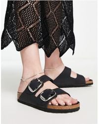 Birkenstock - – arizona – sandalen aus em leder mit großer schnalle - Lyst