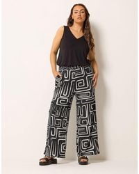 Yours Clothing - Abstract Crinkle Wide Leg Trousers - Lyst