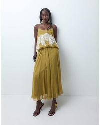 ASOS - Lace Trim Blouson Bodice Maxi Dress With Full Skirt - Lyst