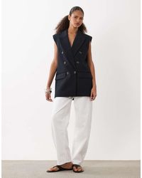 ASOS - Elegante Mouwloze Double Breasted Blazer Met Schoudervullingen - Lyst